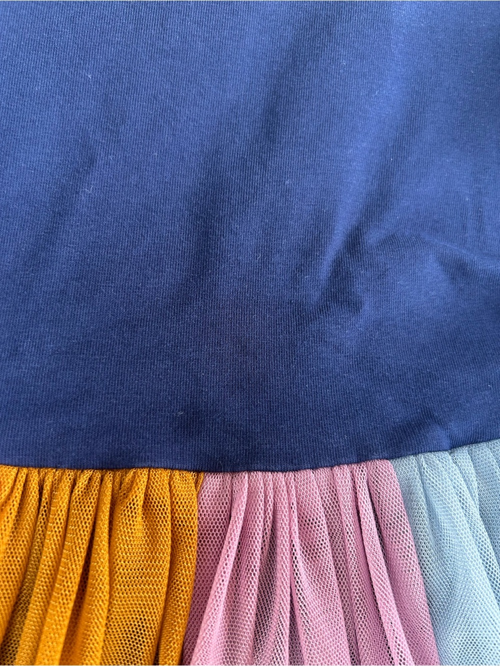 Hanna Andersson Girls Navy Long-Sleeve Rainbow Tulle Skirt Dress - Picture 2 of 4
